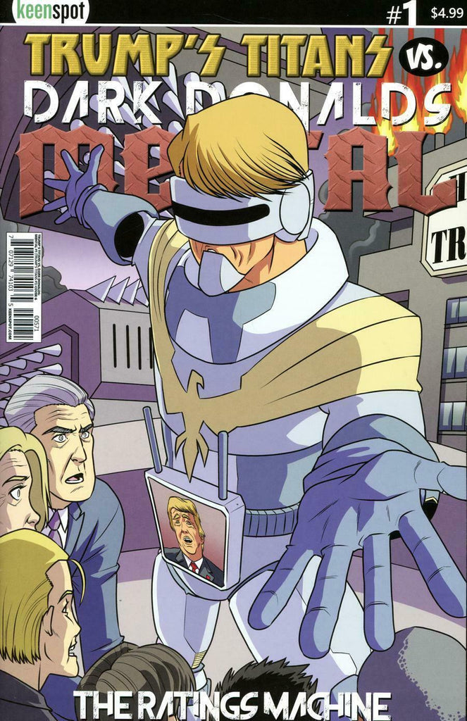 TRUMPS TITANS VS DARK DONALDS MENTAL #1 CVR G THE RATINGS MACHINE KEENSPOT