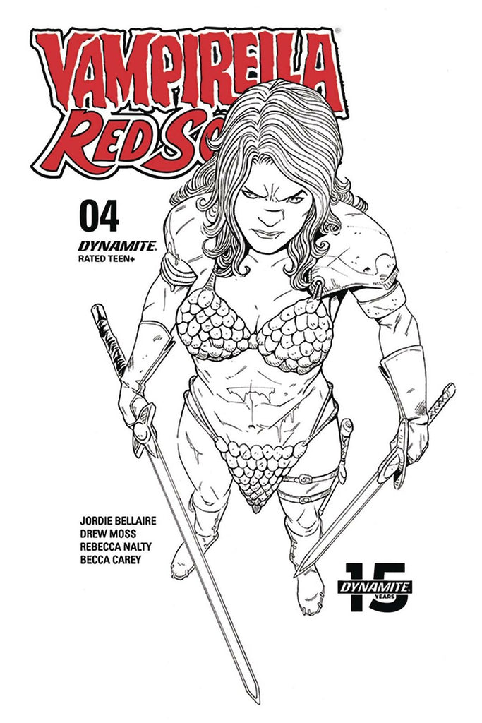 VAMPIRELLA RED SONJA #4 1:10 MOSS B&W VARIANT