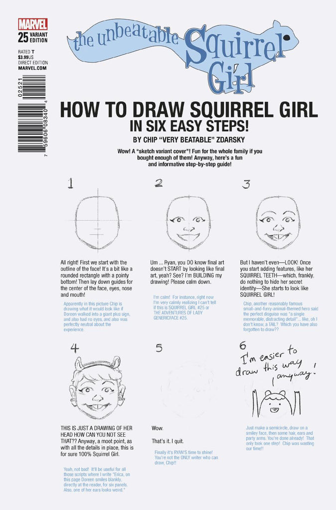 UNBEATABLE SQUIRREL GIRL #25 ZDARSKY HOW TO DRAW VAR