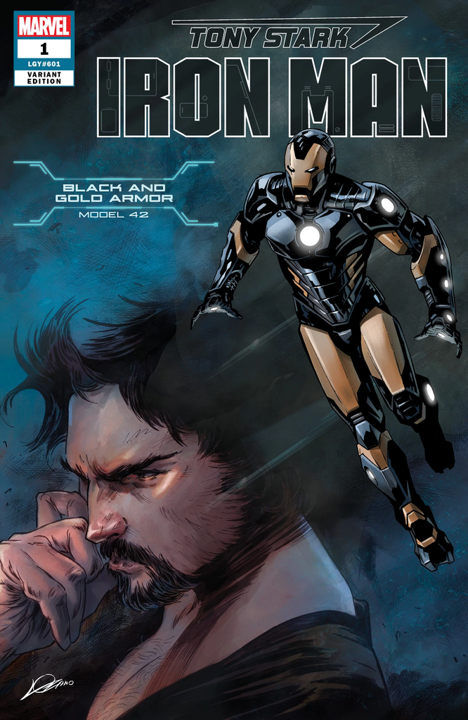 TONY STARK IRON MAN #1 BLACK AND GOLD ARMOR VAR